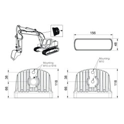 Darbo LED žibintas, 28 W, 2700 lm, stačiakampis, 12/24 V, skaidrus, 118,1 x 156 x 48 mm, „Deutsch“ 2 kontaktų, prožektorius, 6 L