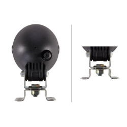 Halogeninis darbo žibintas, 55/70 W, apvalus, 12/24 V, skaidrus, korpusas: pilkas, 110 x 103 x 170 mm AMP kištukas, Hella 1GM996