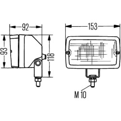 Darbo žibintas halogeninis, 55W, stačiakampis, 12/24V, baltas, 153x92x118mm, Hella 1GA005060037