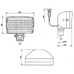 Darbo žibintas halogeninis, 55 W, stačiakampis, 12 V, skaidrus, 96 mm AMP kištukas, Cobo 05503000