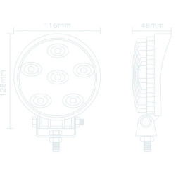 Darbo žibintas LED, 18W, 1440lm, apvalus, 10/30V, Ø 110mm, prožektorius, 6 LED, gopart LA15029