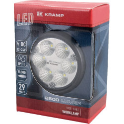 Darbo žibintas LED, 29W, 2500lm, apvalus, 10/30V, Ø 117mm, prožektorius, 6 LED, Kramp LA10013