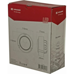 Darbo žibintas LED, 36 W, 4000 lm, apvalus, 10–30 V, Ø 119 mm, AMP 2 kontaktų, platus srautas, 3 LED, Kramp LA10415
