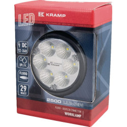 Darbo žibintas LED, 29 W, 2500 lm, apvalus, 10/30 V, Ø 117 mm „Deutsch“ kištukas, prožektorius, 6 LED, Kramp LA10003