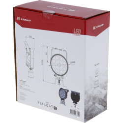 Darbinis LED žibintas, 54W, 5100lm, apvalus, 12/24V, Ø133x75mm, „Deutsch“ kištukas, prožektorius, 9 LED, rankena + jungiklis LA1