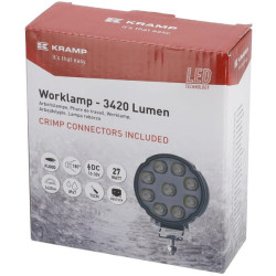 Darbo žibintas LED, 27W, 3420lm, apvalus, baltas, 100x48,5x120mm, „Deutsch“ 2 kontaktų, prožektorius, Kramp LA10907