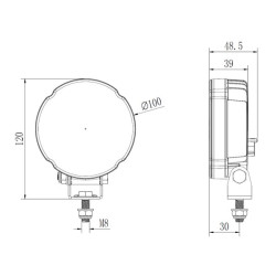 Darbo žibintas LED, 27W, 3420lm, apvalus, baltas, 100x48,5x120mm, „Deutsch“ 2 kontaktų, prožektorius, Kramp LA10907