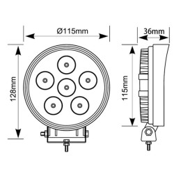 Darbo žibintas LED, 27W, 3420lm, apvalus, baltas, 100x48,5x120mm, „Deutsch“ 2 kontaktų, prožektorius, Kramp LA10907