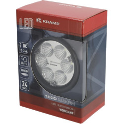 Darbo žibintas LED, 24 W, 1500 lm, apvalus, 10/30 V, Ø 117 mm „Deutsch“ kištukas, prožektorius, 6 LED, Kramp LA10007