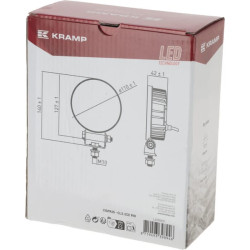 Darbo žibintas LED, 19W, 3360lm, apvalus, 10-110V, Ø110x140x42mm Deutsch kištukas, prožektorius, 16 LED, Kramp LA100971