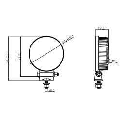 Darbo žibintas LED, 19W, 3360lm, apvalus, 10-110V, Ø110x140x42mm Deutsch kištukas, prožektorius, 16 LED, Kramp LA100971