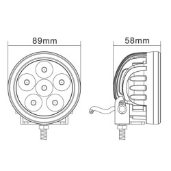 Darbo žibintas LED, 18 W, 1440 lm, apvalus, 10/30 V, Ø 89 mm, prožektorius, 6 LED, Kramp LA10081