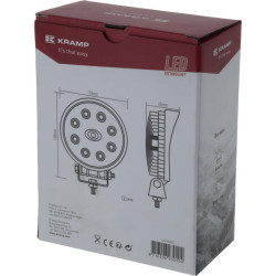 Darbo žibintas LED, 24W, 1920lm, apvalus, 10/30V, Ø 110mm, prožektorius, 8 LED, Kramp LA10025