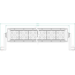 LED darbo šviesos juosta, 300 W, 25500 lm, stačiakampė, 12/24 V, balta, 1320,8 x 79,5 mm, laidas, komplektas, 100 LED, Kramp LA1