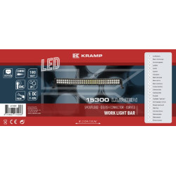 LED darbo žibintų juosta, 180 W, 15300 lm, stačiakampė, 12/24 V, balta, 825,5 x 79,5 mm „Deutsch“ kištukas, kombinuota, lenkta, 