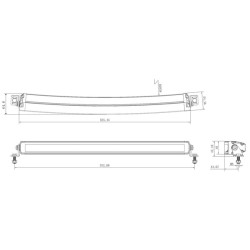 LED darbo žibintų juosta, 105 W, 8820 lm, stačiakampė, 12/24 V, balta/oranžinė, 525,5 x 40 x 54,4 mm „Deutsch“ kištukas, kombinu