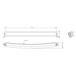 LED darbo žibintų juosta, 300 W, 25200 lm, stačiakampė, 12/24 V, balta/oranžinė, 814,9 x 70 x 78,6 mm „Deutsch“ kištukas, kombin