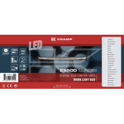 LED darbo žibintų juosta, 300 W, 25500 lm, stačiakampė, 12/24 V, balta, 1371,6 x 79,5 mm „Deutsch“ kištukas, kombinuota, lenkta,