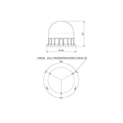 LED švyturėlis, 17 W, 12–24 V, gintaro spalvos, tvirtinamas varžtais, Ø 127 x 174 mm, E-VENUS, Sacex 2143L35E08