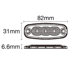 Mirksintis įspėjamasis šviesos diodas, stačiakampis, 10/30 V, mėlynas, 82 x 30 x 9 mm, 3 šviesos diodai, Kramp LA20073B