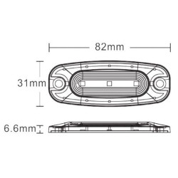 Mirksintis įspėjamasis šviesos diodas, stačiakampis, 10/30 V, mėlynas, 82 x 30 x 9 mm, 3 šviesos diodai, Kramp LA20073B