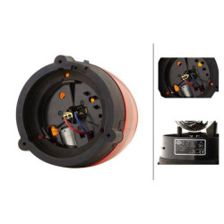 Halogeninis besisukantis švyturėlis, apvalus, 24 V, gintaro spalvos, tvirtinamas varžtais, Ø 130 mm x 174 mm, Hella 2RL007337011