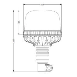 LED švyturėlis, 20 W, 12–24 V, geltonas, lanksčiai tvirtinamas prie stulpo, Ø 126 mm x 201 mm LA20090