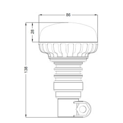 Švyturėlis LED, žemo profilio, 15 W, 12–24 V, gintaro spalvos, lanksčiai tvirtinamas prie stulpo, Ø 86 mm x 138 mm LA20092