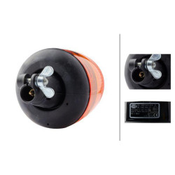 Halogeninis besisukantis švyturėlis, apvalus, 24 V, gintaro spalvos, montuojamas ant stulpo, Ø 135 mm x 222 mm, „Rotaflex“ (Hell