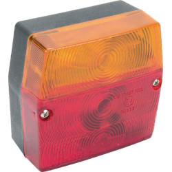 Galinis žibintas kvadratinis, 12 V, raudonas/gintaras, tvirtinamas varžtais, „Minipoint“, gamintojas Aspöck 230200507