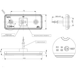 LED gabaritinis žibintas, 0,4/0,7 W, stačiakampis, 12/24 V, raudonas, 112 x 45 x 11 mm, 3 LED, gopart LA35055