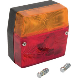 Galinis žibintas kvadratinis, 12 V, raudonas/gintaras, tvirtinamas varžtais, „Minipoint“, gamintojas Aspöck 230200007