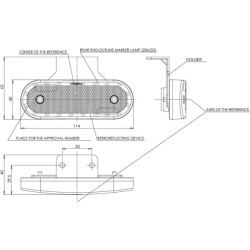 Gabaritinis žibintas LED, stačiakampis, 12-24V, 114x40x25mm, Jaeger, Kramp LA30117