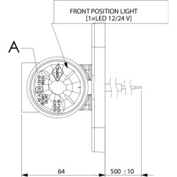 LED gabaritinis žibintas, 0,7/1,4 W, 12/24 V, baltas/oranžinis/raudonas, 100 x 55 x 64 mm, 3 LED, Kramp LA30014
