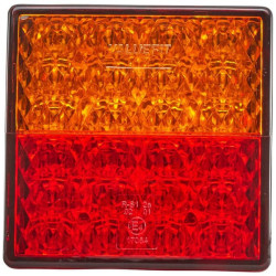 Galinis žibintas LED, kvadratinis, 12V, raudonas/gintaras, tvirtinamas varžtais, 80x33,7x80 mm, Hella ValueFit 2SD357029001