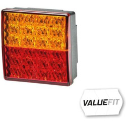 Galinis žibintas LED, kvadratinis, 12V, raudonas/gintaras, tvirtinamas varžtais, 80x33,7x80 mm, Hella ValueFit 2SD357029001