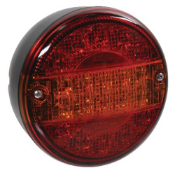Galinis LED žibintas, apvalus, 12 V, gintaro/raudono spalvos, tvirtinamas varžtais, Ø 140 mm, Britax L1410L12V