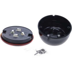 Daugiafunkcis galinis žibintas LED, apvalus, 12-24V, Ø 140mm, „mėsainio“ formos, Kramp LA40089