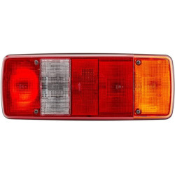 Galinis žibintas dešinysis, stačiakampis, 12/24V, raudonas/gintaras/baltas, tvirtinamas varžtais, 343x75x133 mm, Hella 2VP003567