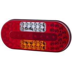 Galinis žibintas kairysis LED, stačiakampis, 10/30V, raudonas/gintaras/skaidrus, tvirtinamas varžtais, 323x38x134 mm, Hella Valu