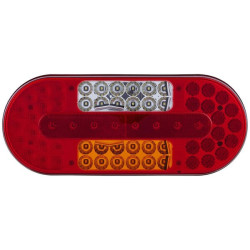 Galinis žibintas kairysis LED, stačiakampis, 10/30V, raudonas/gintaras/skaidrus, tvirtinamas varžtais, 323x38x134 mm, Hella Valu