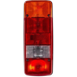 Galinis žibintas dešinysis, stačiakampis, 12/24V, raudonas/gintaras/baltas, tvirtinamas varžtais, 343x75x133 mm, Hella 2SK003567