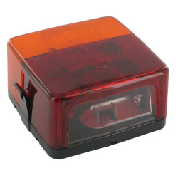 Galinis žibintas kvadratinis, 12V, gintaro/raudono spalvos, tvirtinamas varžtais, 103x55x100mm, Jokon 101002100
