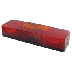 Galinis žibintas kairysis, stačiakampis, 12V, gintaro/raudono spalvos, tvirtinamas varžtais, 285x56x96 mm, Jokon 106001560
