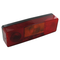 Galinis žibintas dešinysis, stačiakampis, 12V, gintaro/raudono spalvos, tvirtinamas varžtais, 285x56x96mm, Jokon 106001470