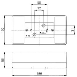 Galinis žibintas dešinysis, stačiakampis, 12V, raudonas/oranžinis, tvirtinamas varžtais, 188x55x100mm, Jokon 102002041