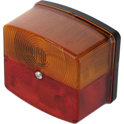 Galinis žibintas kvadratinis, 12V, gintaro/raudono spalvos, tvirtinamas varžtais, 95x85x55 mm, BBS(K) 6025, kairysis 106025110