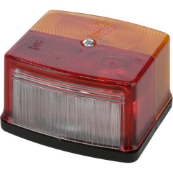 Galinis žibintas kvadratinis, 12V, gintaro/raudono spalvos, tvirtinamas varžtais, 95x85x55 mm, BBS(K) 6025, kairysis 106025110