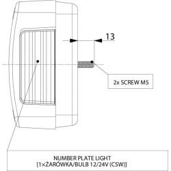 Galinis žibintas LH 5/21W, stačiakampis, 12/24V, baltas/oranžinis/raudonas, 218x54,5x100mm, gopart LA45015