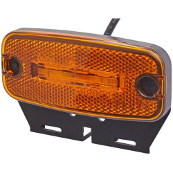 Gabaritinis žibintas LED, stačiakampis, 24 V, gintaro spalvos, tvirtinamas varžtais, 2 LED, Hella 2PS345600071